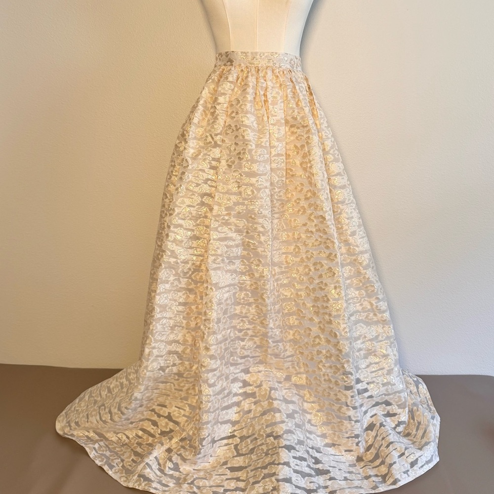 Anthropologie PANKAJ & NIDHI Burnout Shimmer Maxi Skirt Women’s Sz S Shimmer - Picture 6 of 11